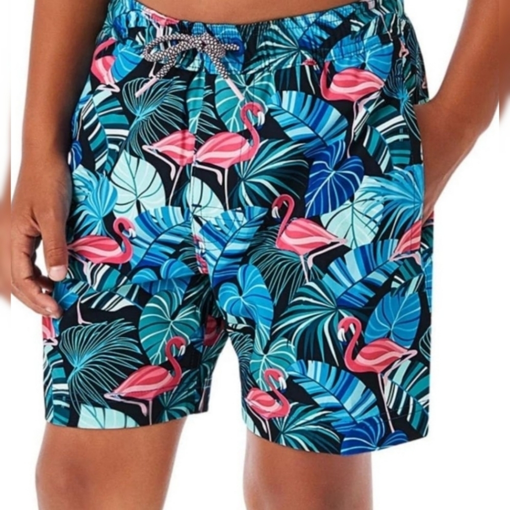 Member's Mark Resort Swim Trunks Flamingo Leaf print Size XXL